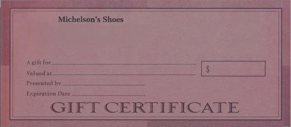 A blank gift certificate
