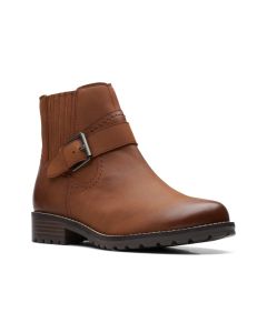 Women's Clarks Clarkwell Strap Dark Tan Leather