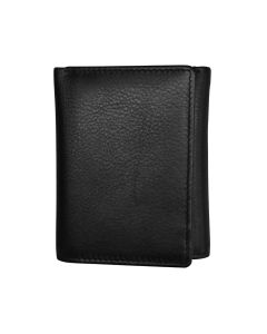 ILI 7730 Pebble Grain Leather Trifold Wallet Black
