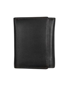 ILI 7733 Trifold Men's Wallet with Middle Flip I.D. Window Black / Toffee