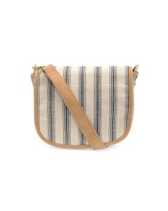 Joy Susan Kay Pencil Stripe Canvas Saddle Bag Black