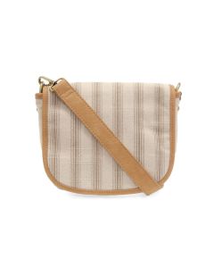 Joy Susan Kay Pencil Stripe Canvas Saddle Bag Neutral
