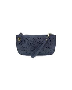 Joy Susan Laser Cut Eyelet Mini Wristlet Clutch Denim