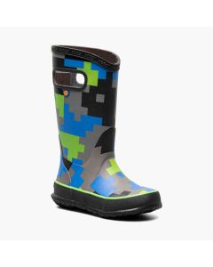 Kids' Bogs Rainboot Big Camo Black and Green