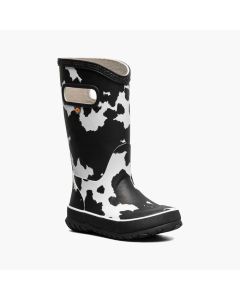 Kids' Bogs Rainboot Cow Black w/White
