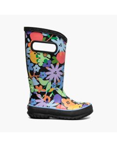 Kids' Bogs Rainboot Overlap Flowers Black Multi