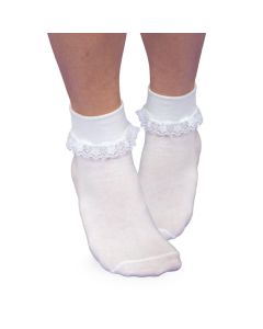 Kids' Jefferies Smooth Toe Simplicity Lace Turn Cuff Socks White