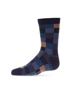 Kids' MeMoi Checkerboard Crew Socks Navy