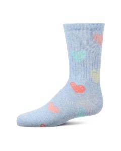 Kids' MeMoi Cozy Ribbed Graffiti Heart Crew Socks Chambray Heather