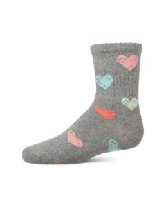 Kids' MeMoi Cozy Ribbed Graffiti Heart Crew Socks Medium Gray Heather