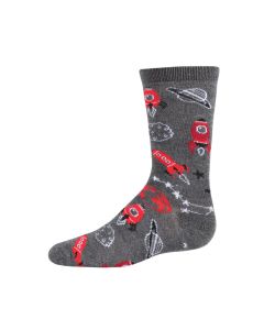 Kids' MeMoi Rocket Ship Bamboo Blend Crew Socks Charcoal