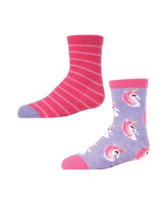 Kids' MeMoi Unicorn Fuzzy Socks 2-Pack Fuchsia