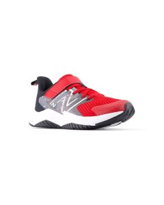 Kids' New Balance Rave Run v2 Bungee Lace with Top Strap Team Red with Black and Black Cement