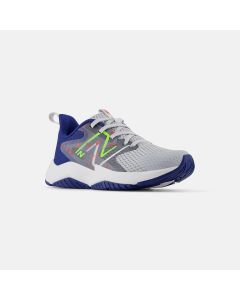 Kids' New Balance Rave Run v2 Granite with Inkwell and Pixel Green