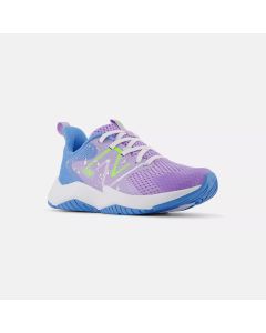 Kids' New Balance Rave Run v2 Lilac Glo with Sky Blue and Pixel Green