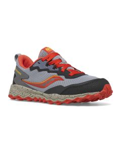 Kids' Saucony Peregrine KDZ Grey / Red / Yellow