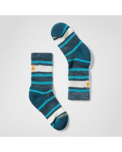 Kids' Smartwool Hike Full Cushion Striped Crew Socks Twilight Blue