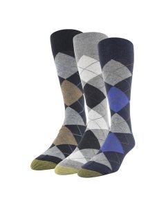 Men's Gold Toe Carlyle Argyle Crew 3-Pack Navy / Grey / Black