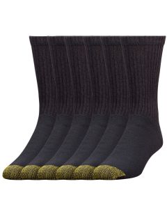 Men's Gold Toe Cotton Crew 6-Pack Black