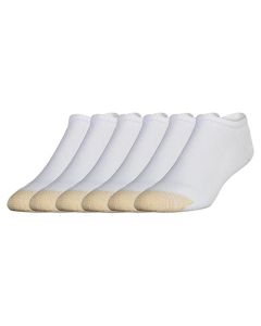 Men's Gold Toe Cotton No Show Exteded 6-Pack White
