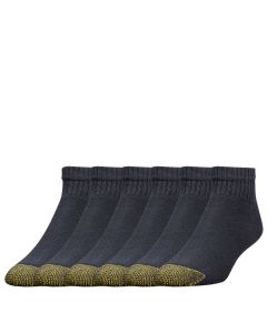 Men's Gold Toe Cotton Quarter Extended 6-Pack Black