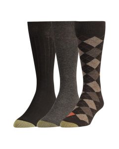 Men's Gold Toe Double Argyle Crew 3-Pack Brown