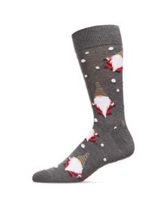 Men's MeMoi Gnomes for the Holidays Crew Socks Dark Gray Heather