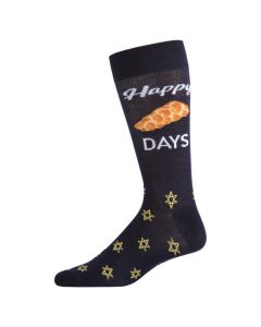Men's MeMoi Happy Challah Days Crew Socks Navy