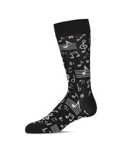 Men's MeMoi Musical Notes Crew Socks Black
