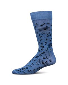 Men's MeMoi Musical Notes Crew Socks Denim Heather