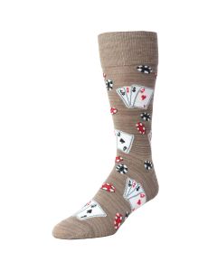 Men's MeMoi Poker Face Playing Card Crew Socks Crockery