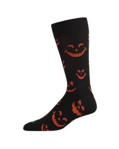 Men's MeMoi Pumpkin Faces Crew Socks Black