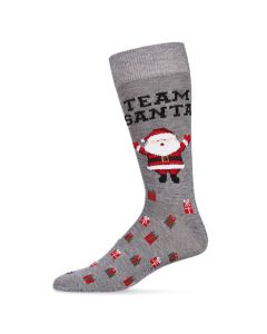 Men's MeMoi Team Santa Holiday Crew Socks Medium Gray Heather