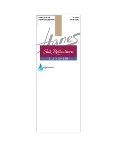 Women's Hanes Silk Reflections Knee Highs Reinforced Toe 2-Pack Natural