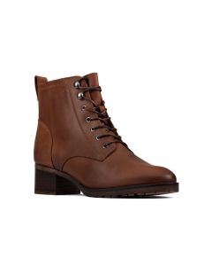 Women's Clarks Mila Lace Dark Tan Leather