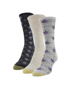 Women's Gold Toe Castaway Crew 3-Pack Grey / Oatmeal / Black