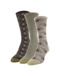 Women's Gold Toe Castaway Crew 3-Pack Khaki / Taupe / Floral