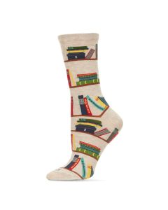 Women's MeMoi Bookshelf Crew Socks Hemp Heather