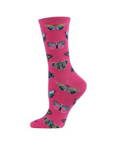 Women's MeMoi Butterfly Crew Socks Carmine Rose