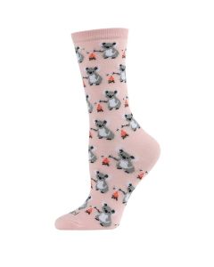 Women's MeMoi Camping Koalas Crew Socks Soft Pink