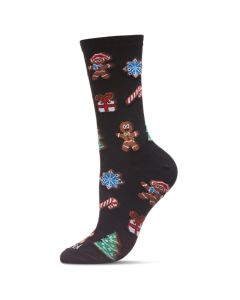 Women's MeMoi Christmas Cookie Delight Crew Socks Black