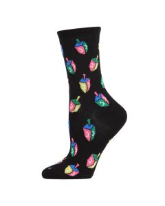 Women's MeMoi Dreidel Holiday Crew Socks Black