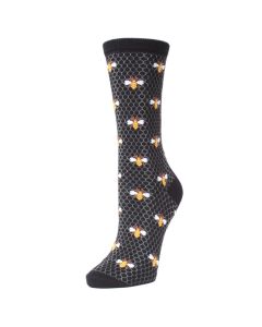 Women's MeMoi Honey Bee Crew Socks Black