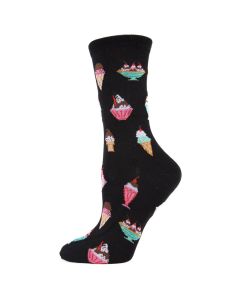 Women's MeMoi Ice Cream Sundae Crew Socks Black