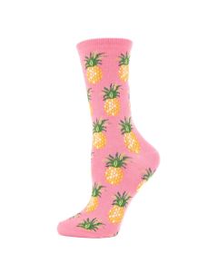 Women's MeMoi Pineapple Fruit Crew Socks Confetti Pink