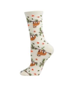 Women's MeMoi Sloth Crew Socks Marshmallow