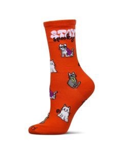 Women's MeMoi Stay Spooky Crew Socks Orange