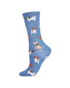 Women's MeMoi They Call it Pupper Love Crew Socks Denim Heather