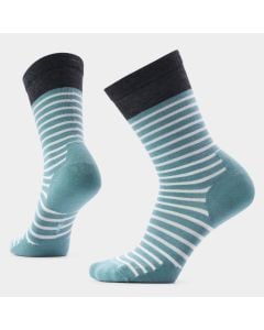 Women's Smartwool Everyday Pin Stripe Zero Cushion Crew Socks Dusty Teal