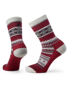 Women's Smartwool Everyday Snowed In Sweater Light Cushion Crew Socks Tibetan Red